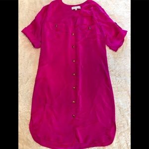 Amanda Uprichard Hot Pink Silk Shirt Dress